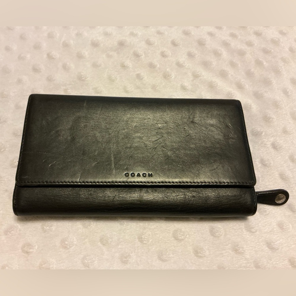 Coach Black Leather Clutch Wallet